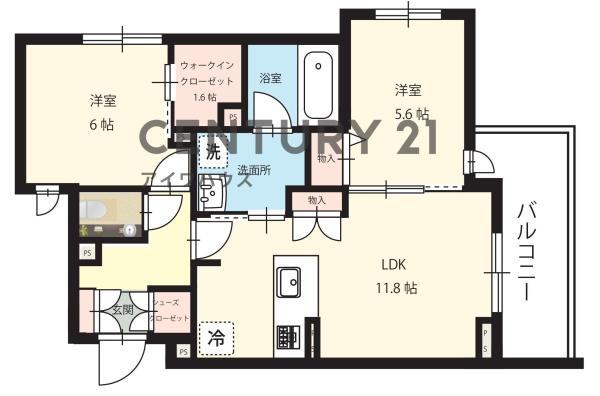 ノーブルヒル宮崎(2LDK/2階)の間取り写真