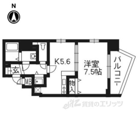 ライジングコート京都西院フロンティア90(1DK/9階)の間取り写真