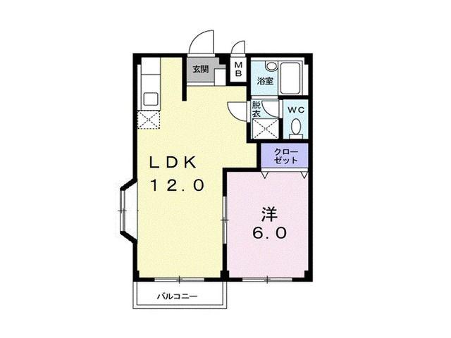 エルディム東郷(1LDK/2階)の間取り写真