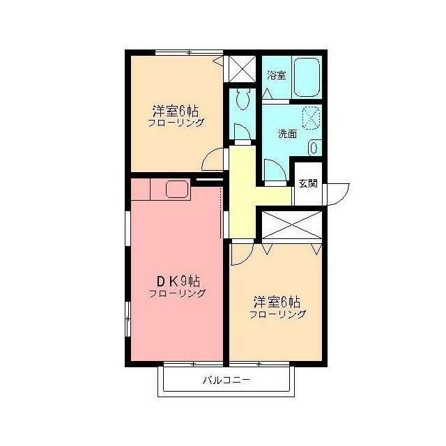 ソシア落合B(2DK/2階)の間取り写真