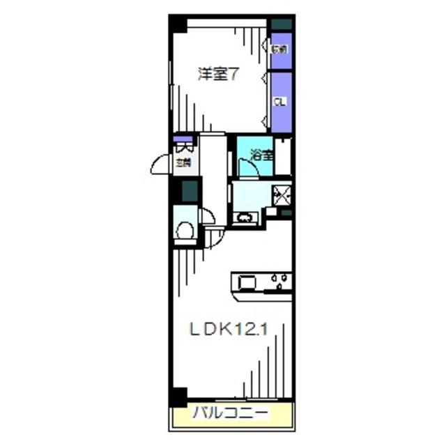 ディアコート新発田(1LDK/5階)の間取り写真