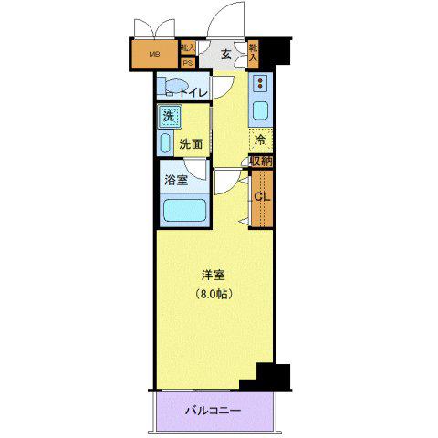 TATSUMIスカイガーデンテラス(1K/6階)の間取り写真