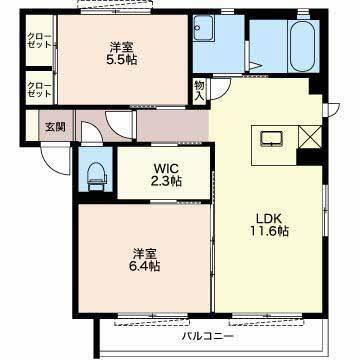 ジェルメ(2LDK/1階)の間取り写真