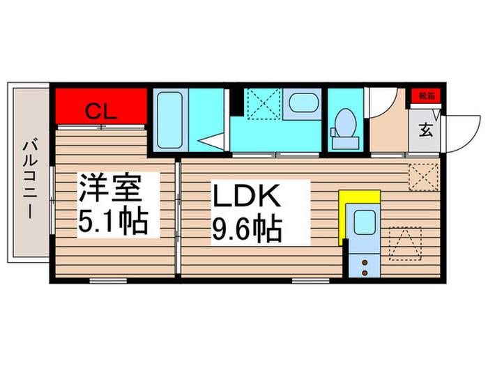 グラティア(1LDK/1階)の間取り写真