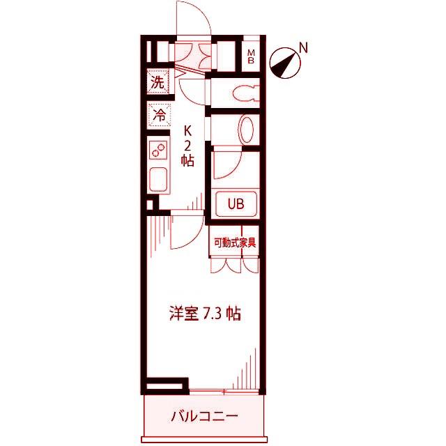 ビイルーム横濱関内(1K/4階)の間取り写真