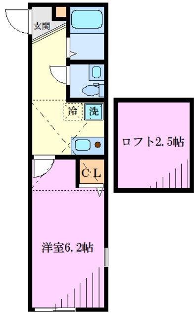 メゾングランディール小杉(1K/1階)の間取り写真