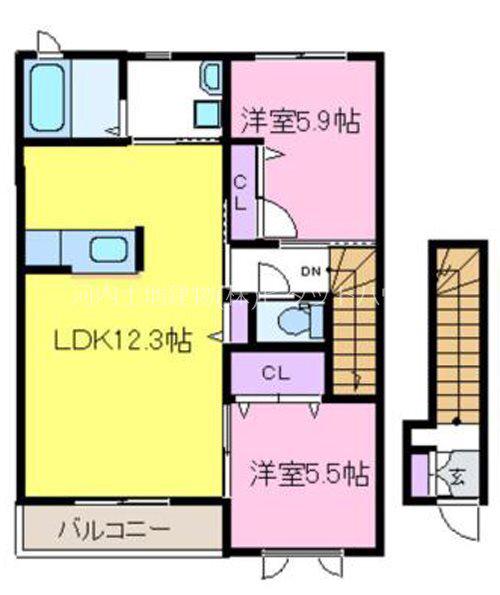 エバー・オンワード2(2LDK/2階)の間取り写真