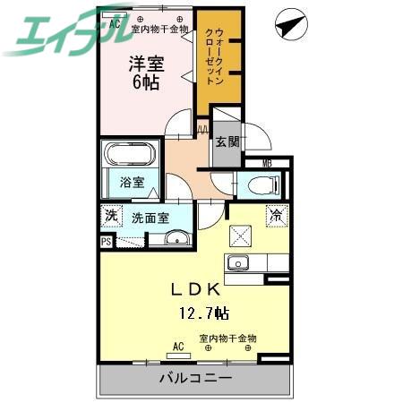 マイルストーン(1LDK/1階)の間取り写真