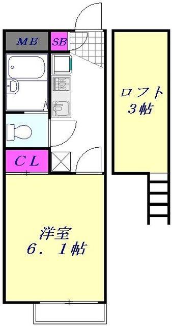 レオパレスオンダ(1K/2階)の間取り写真