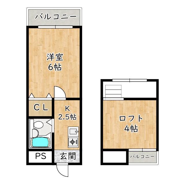 ロイヤル和泉パートI(1SK/2階)の間取り写真