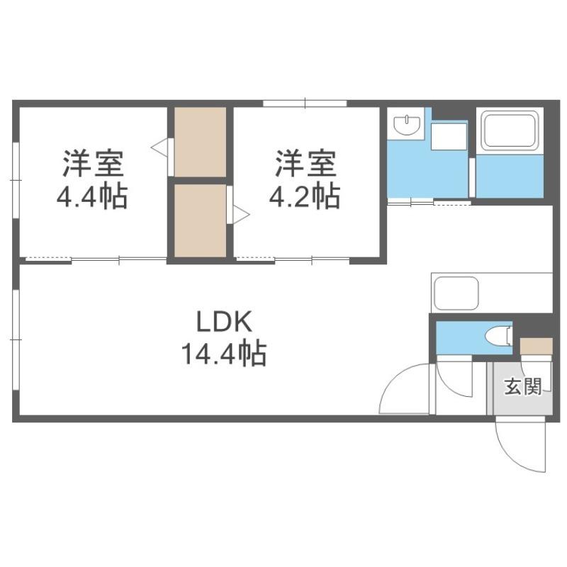 FODERA IMPERIAL24軒(2LDK/1階)の間取り写真