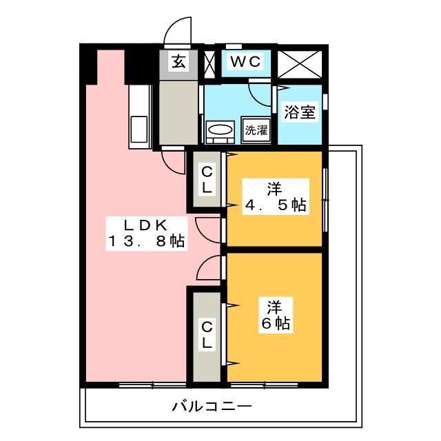 新山ビル(2LDK/3階)の間取り写真