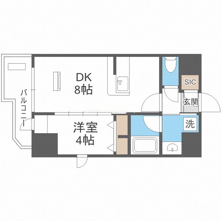 エステムコート大阪福島ルアーナ(1LDK/6階)の間取り写真