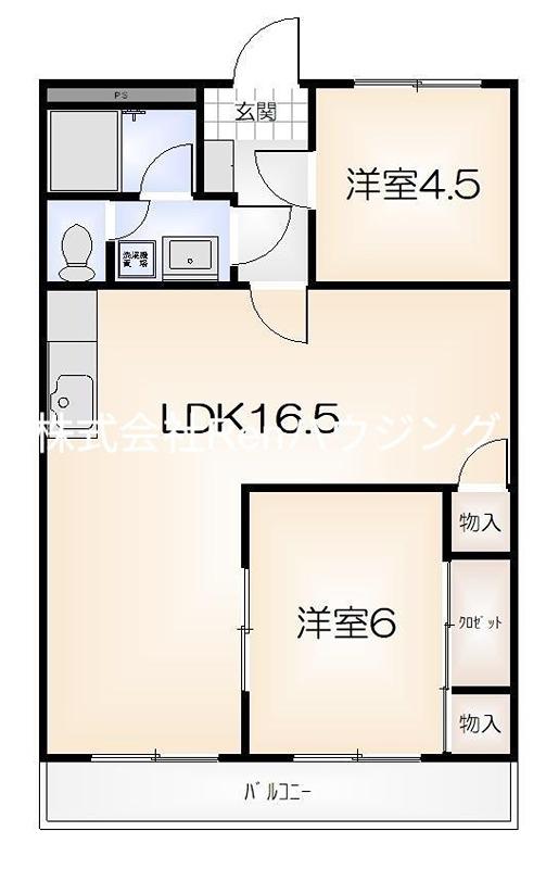 東洋ハイツ(2LDK/4階)の間取り写真