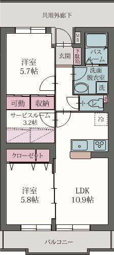 パストラル(2SLDK/3階)の間取り写真