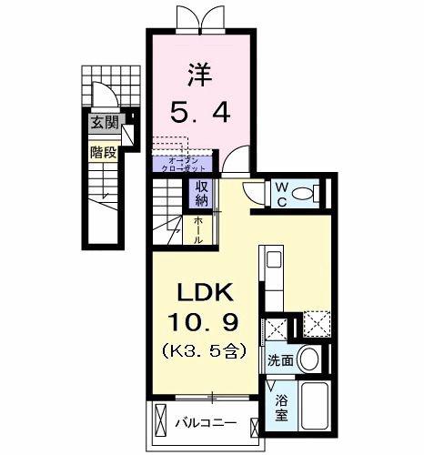 ルクリア(1LDK/2階)の間取り写真