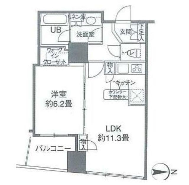 カスタリアタワー品川シーサイド(1LDK/4階)の間取り写真