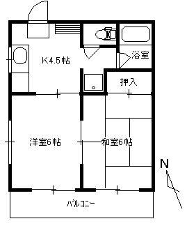 シティーハイツ(2K/3階)の間取り写真