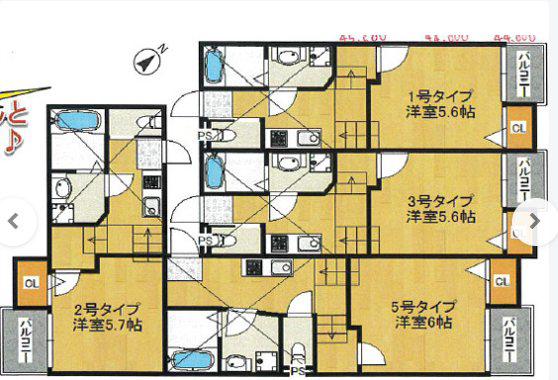 クレオ千早南参番館(1K/1階)の間取り写真