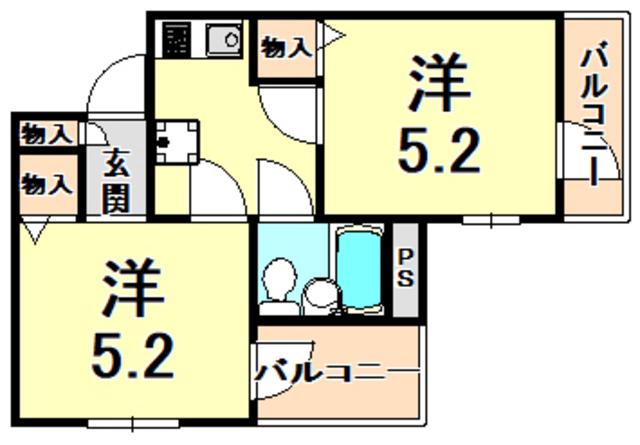 JP尼崎立花レジデンス(2K/1階)の間取り写真
