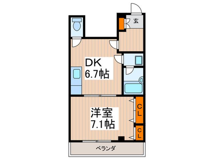 ビオス下連雀(1DK/3階)の間取り写真