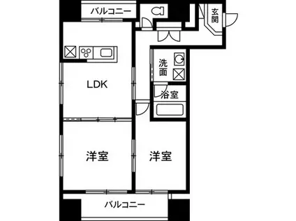 ピアビル(2LDK/9階)の間取り写真