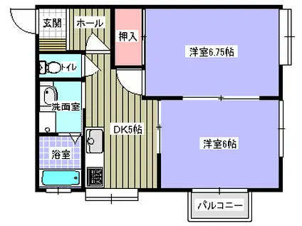 シャルム(2DK/2階)の間取り写真