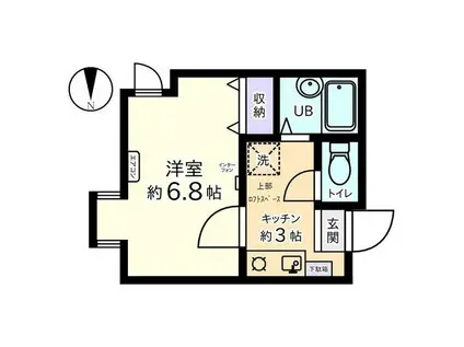 信開セルーラ並木町(1K/1階)の間取り写真