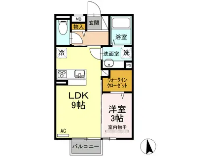 ロイジェントパークス広野 H(1LDK/2階)の間取り写真