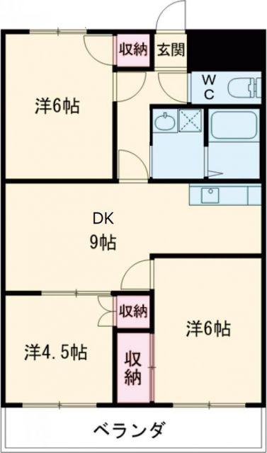 サンライフ弁天(3DK/3階)の間取り写真