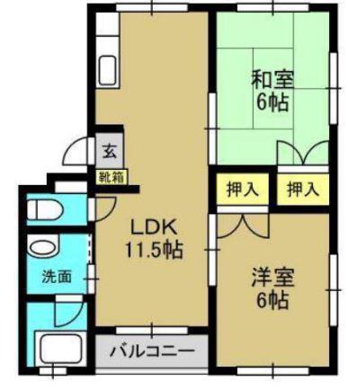 山口ハイツA棟(2LDK/2階)の間取り写真