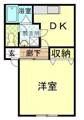 メゾンド菅原 三八 C(1DK/1階)の間取り写真