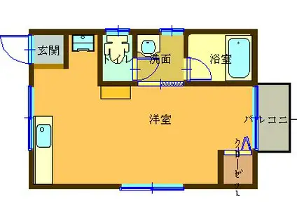 アイヒルズ(ワンルーム/2階)の間取り写真