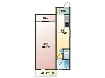 恵マンション(1DK/2階)の間取り写真