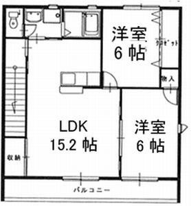 ミラノヴィレッジB(2LDK/2階)の間取り写真