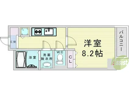 レジュールアッシュ梅田LUXE(1K/10階)の間取り写真