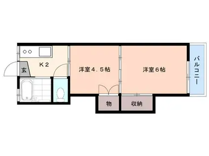 東映マンション(2K/3階)の間取り写真