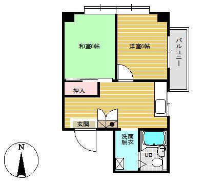 ビアンドルミール(2DK/2階)の間取り写真