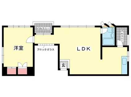 第2スカイマンション(1LDK/3階)の間取り写真