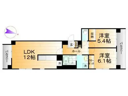 SKK本町マンション(2LDK/5階)の間取り写真