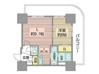 ティアラタワー中島倶楽部(1LDK/30階)の間取り写真