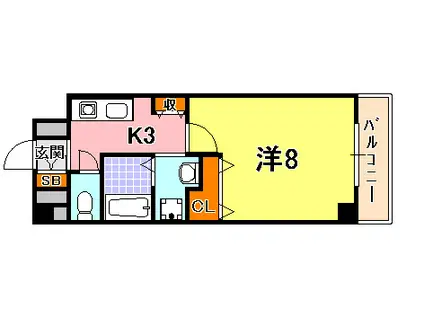 マリンシティ三宮(1K/8階)の間取り写真