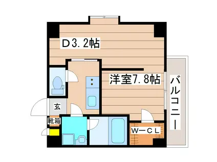 ソレアード小松島III(1DK/2階)の間取り写真