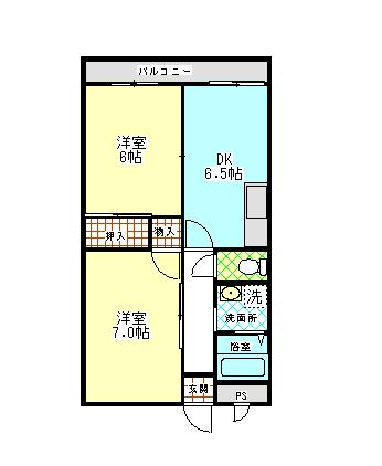 フォースハヤシ(2DK/2階)の間取り写真