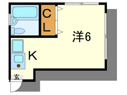 セゾンI(ワンルーム/2階)の間取り写真