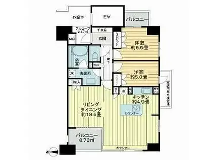 レクセルマンション上野入谷(2LDK/11階)の間取り写真