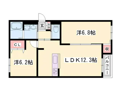 ＪＲ山陽本線 網干駅 徒歩8分 2階建 築4年(2LDK/2階)の間取り写真