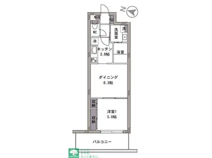 ヴァンベール駒沢(1DK/3階)の間取り写真