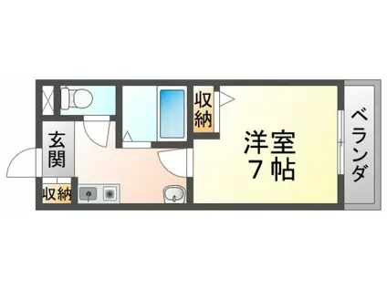 シャトレ豊津I(1K/1階)の間取り写真