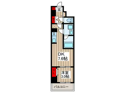 S-RESIDENCE菊川RIVIE(1DK/2階)の間取り写真